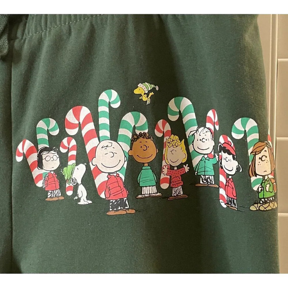 Peanuts Christmas Joggers Small Snoopy‎ & Friends Candy Cane Print Lounge Pants - Picture 3 of 5